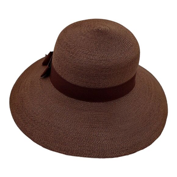 Vintage Union Made Harzfeld's Kansas City Brown Summer Straw Hat Vacation Church - Picture 7 of 16